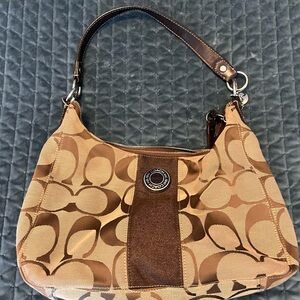 Coach Tan and Brown Shoulder Bag